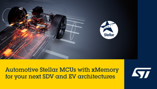 意法半導體推出內置xMemory的Stellar車規(guī)級微控制器，確保滿足下一代汽車的未來需求